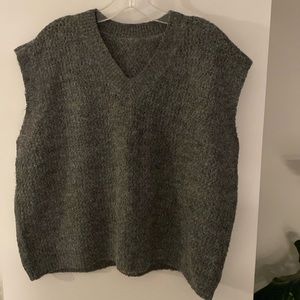 IBELL ZHANG grey gray open weave sweater vest